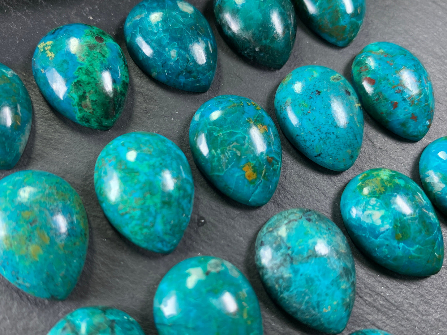 Chrysocolla pear 15x20mm cabochon - Calibrated cabochons