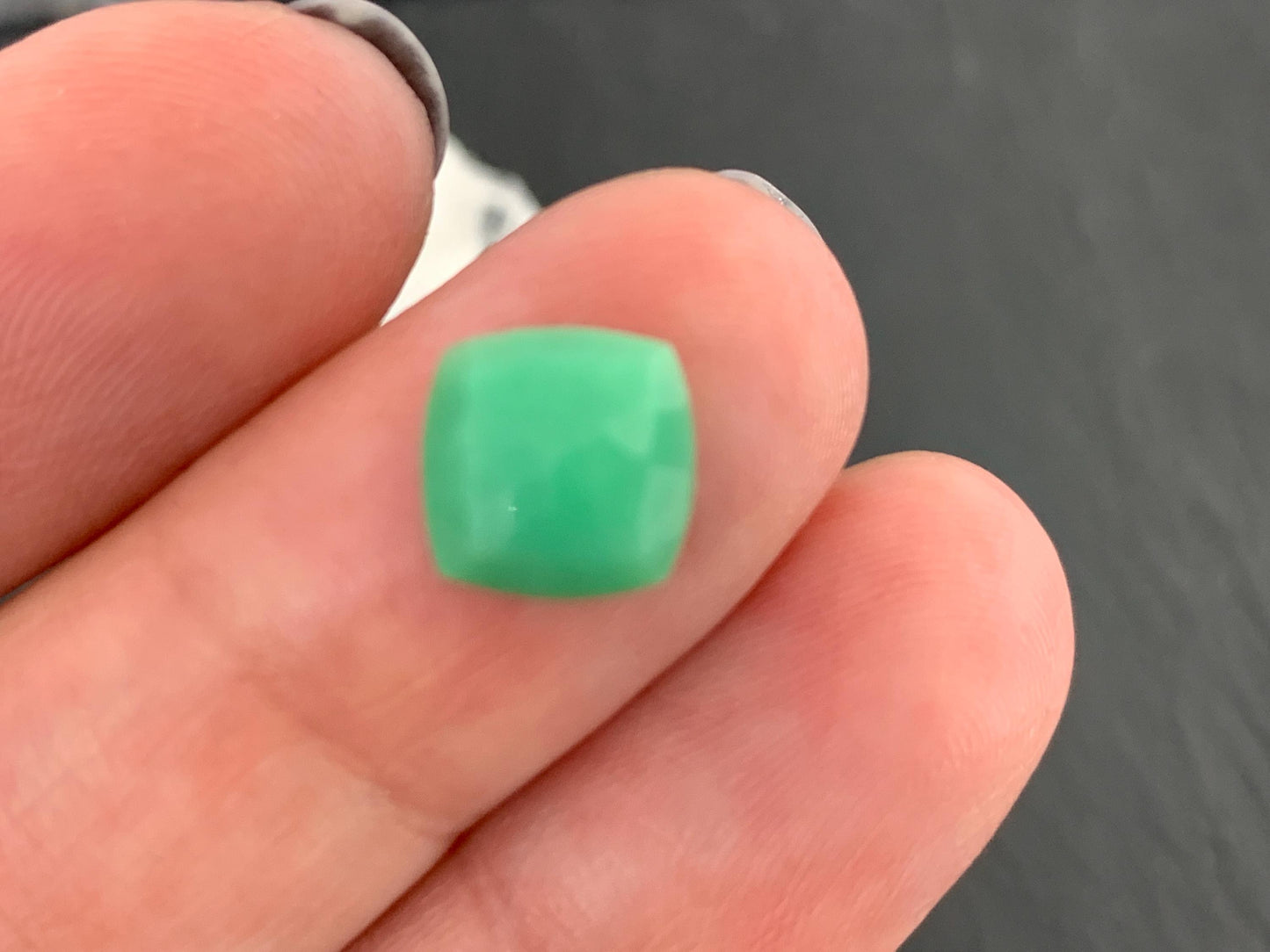 Faceted Chrysoprase square 8mm cabochon