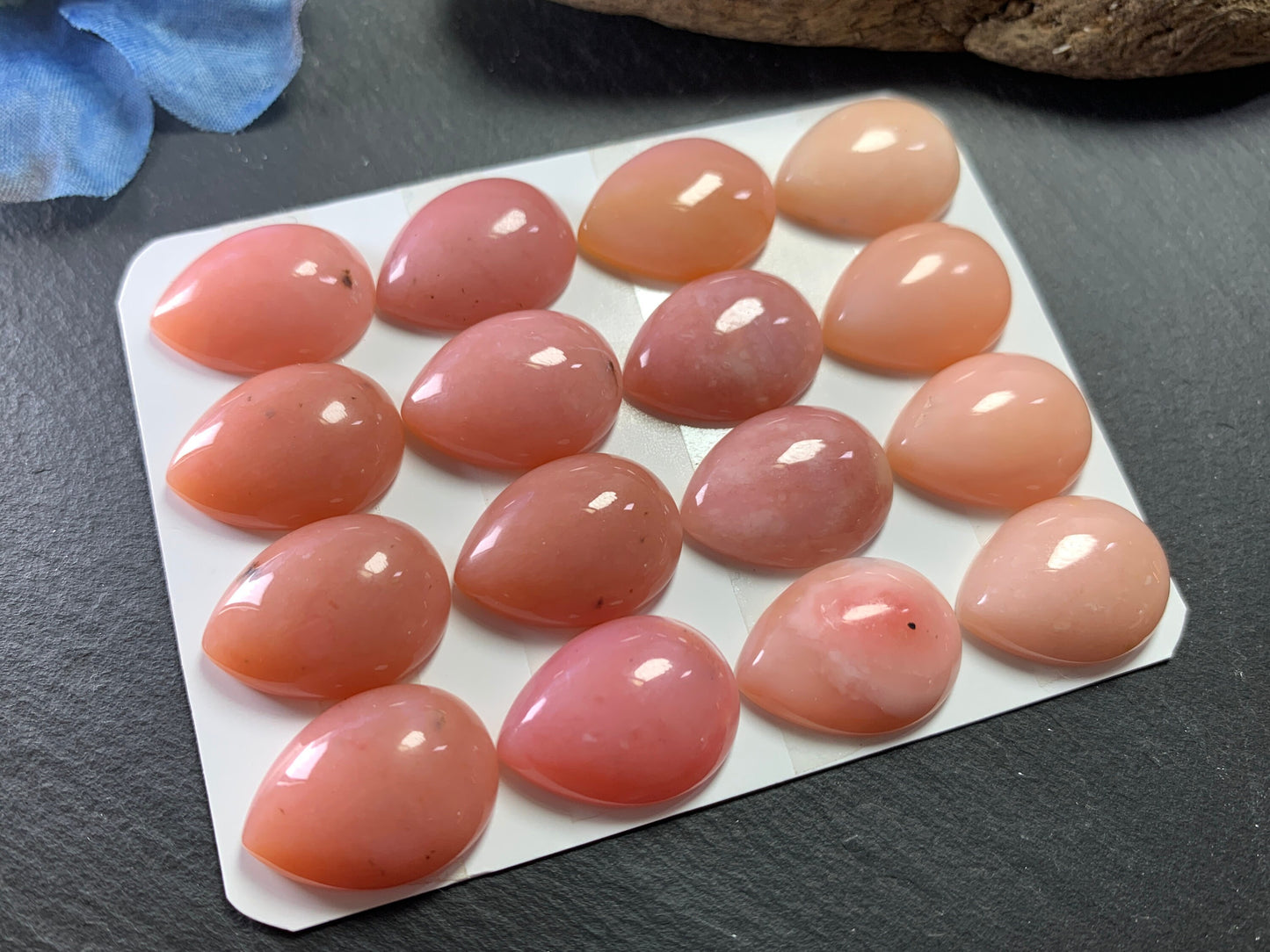 Pink Opal pear 15x20mm cabochon - Calibrated cabochons