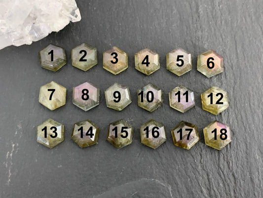 Faceted Labradorite hexagon 8mm cabochon
