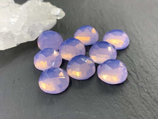 Faceted Lavender Quartz round 10mm cabochon - Lab created