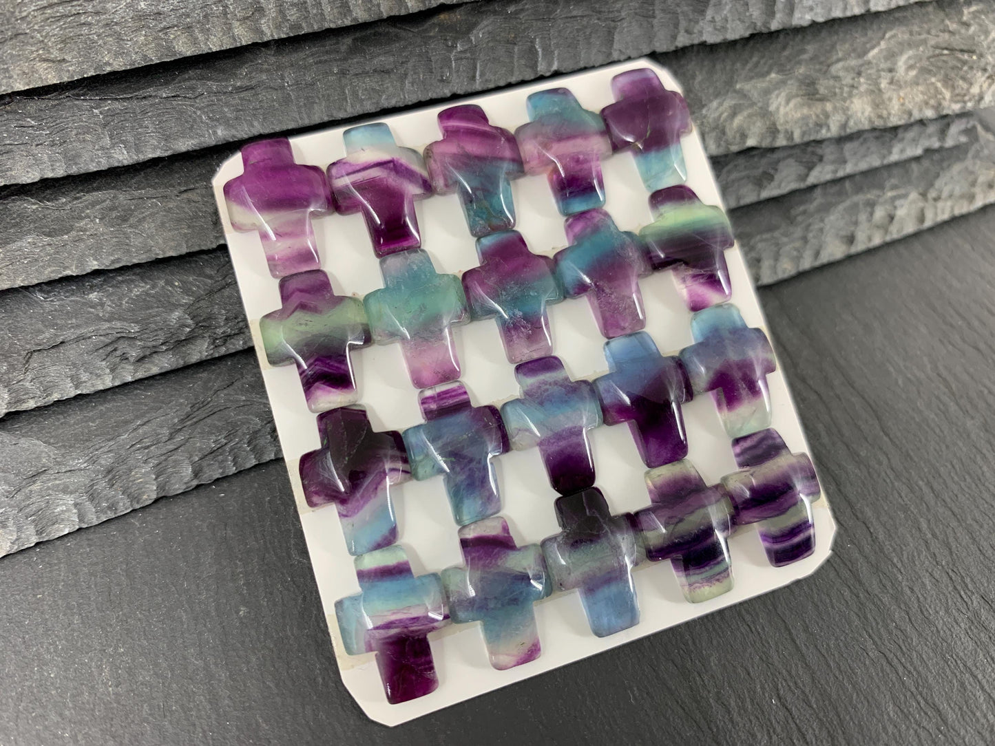 Cross Green Fluorite 12x16mm cabochon - Calibrated cabochons
