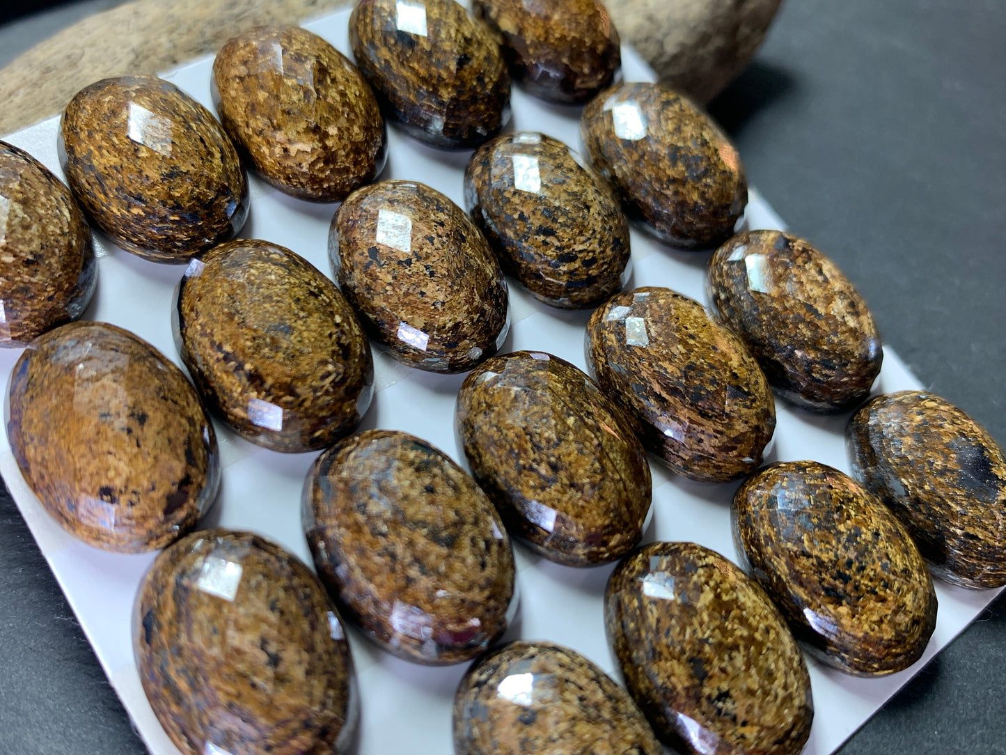 Faceted Bronzite oval 13x18mm cabochon- Calibrated cabochons
