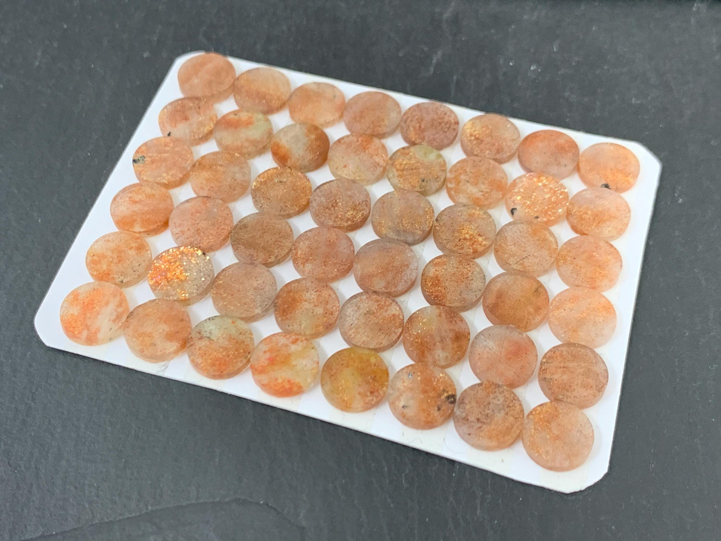 Flat Sunstone Cabochon 8mm Round - Calibrated Natural Gemstone for Jewelry Making