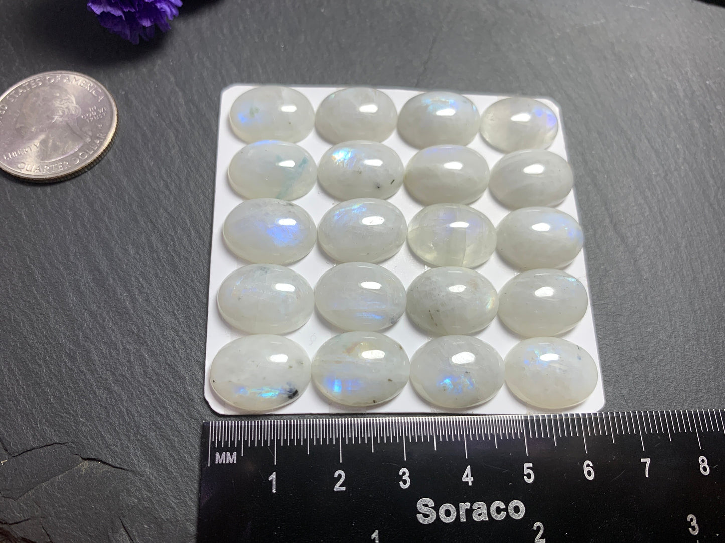 Rainbow MoonStone oval 12x16mm Cabochon - Calibrated cabochons