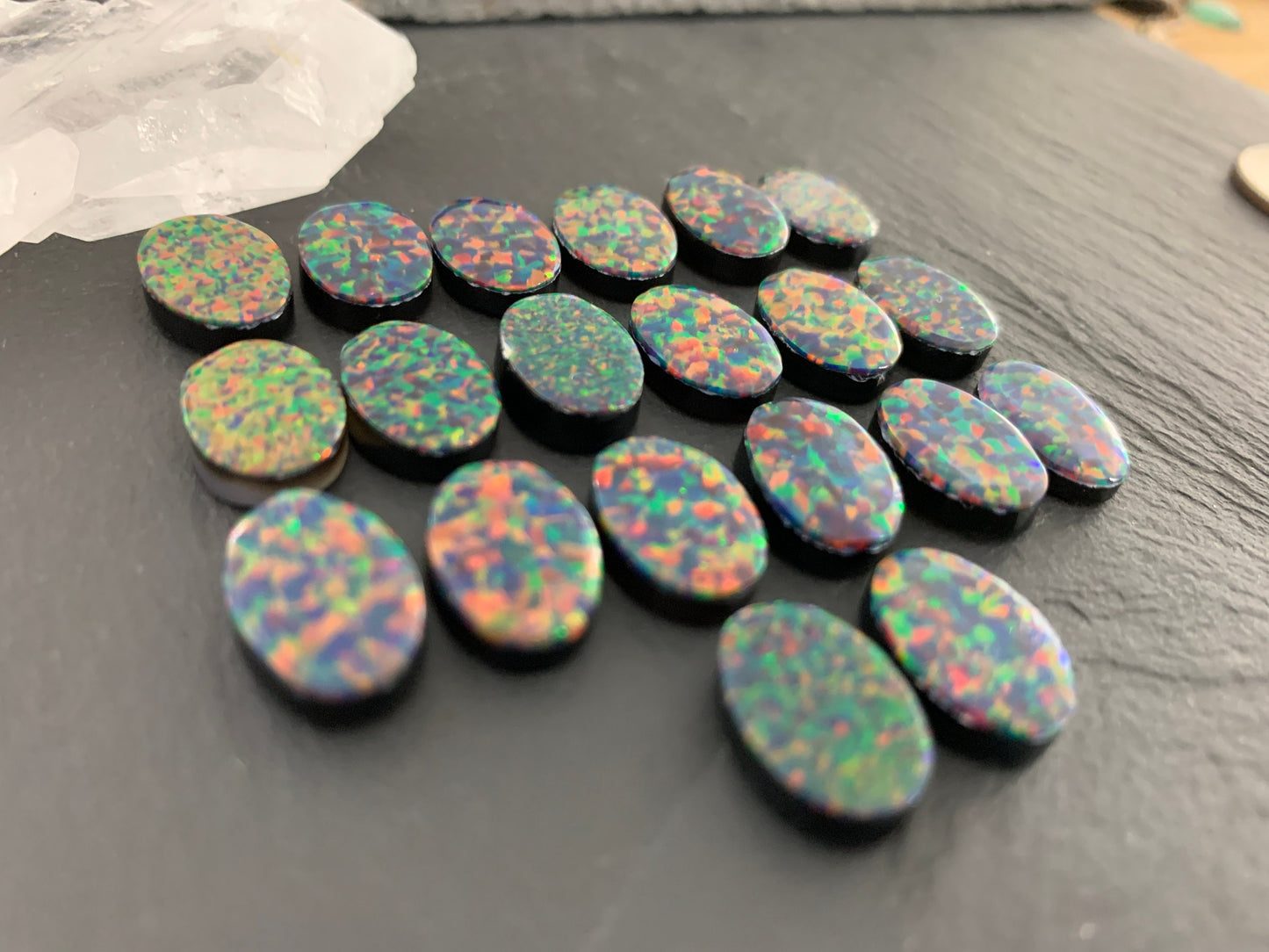 Aurora Opal 10x14mm oval cabochons - Doublet cabochons