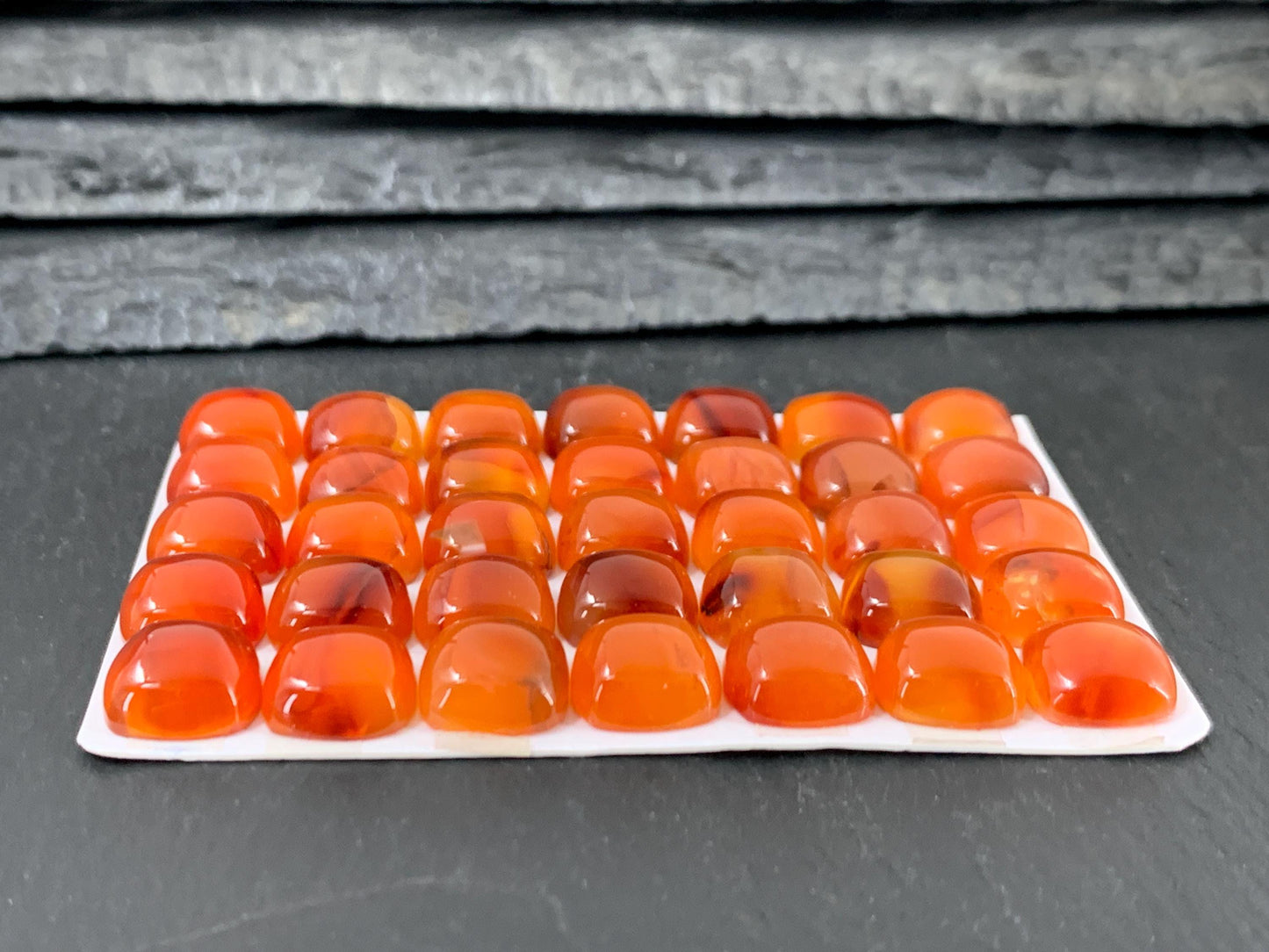 Carnelian Square Cushion 10mm Cabochon - Calibrated Gemstone for Jewelry