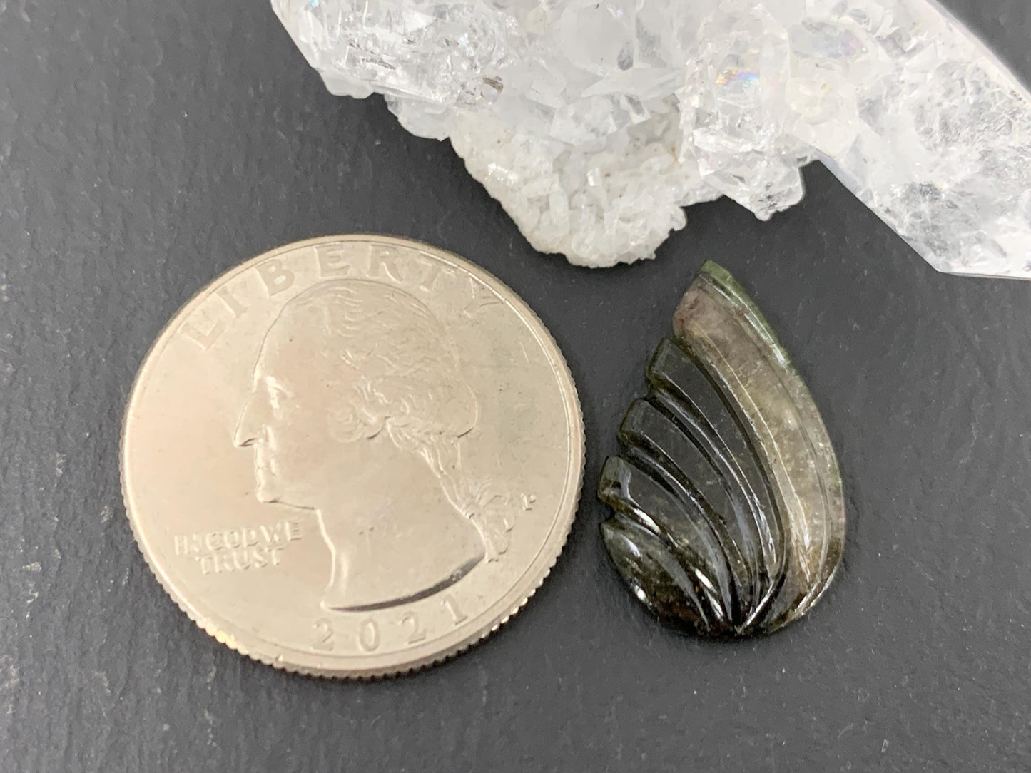 Carved Tourmaline 13x20x3mm cabochon