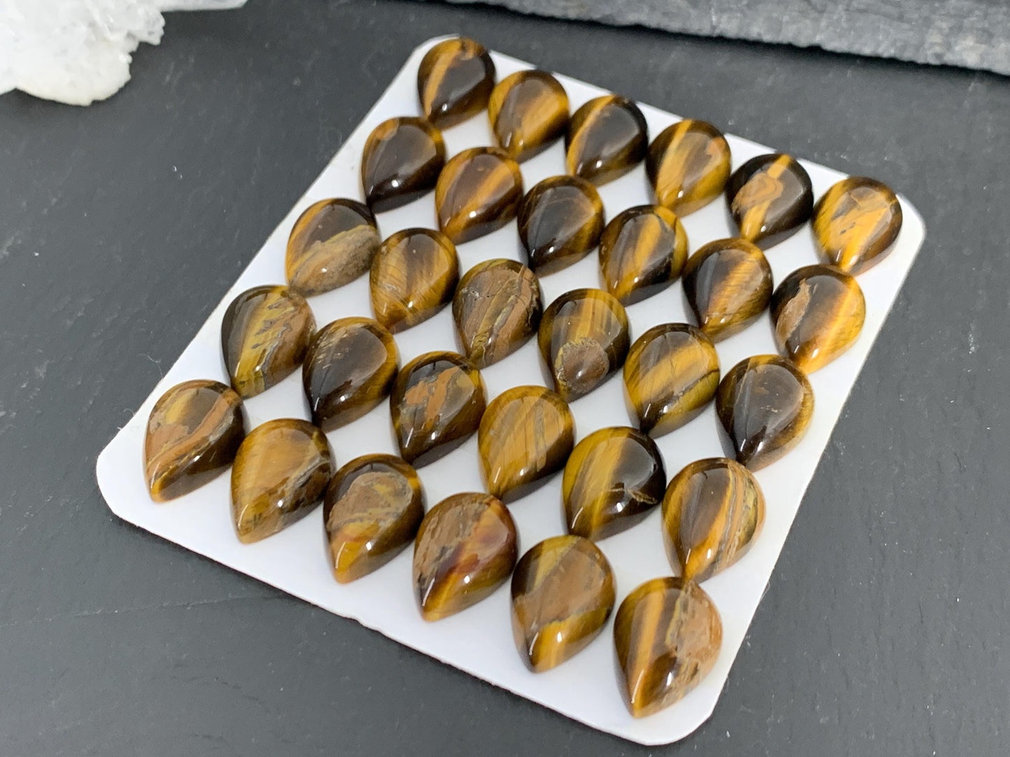 Tiger Eye pear 10x14mm Cabochon - Calibrated cabochons