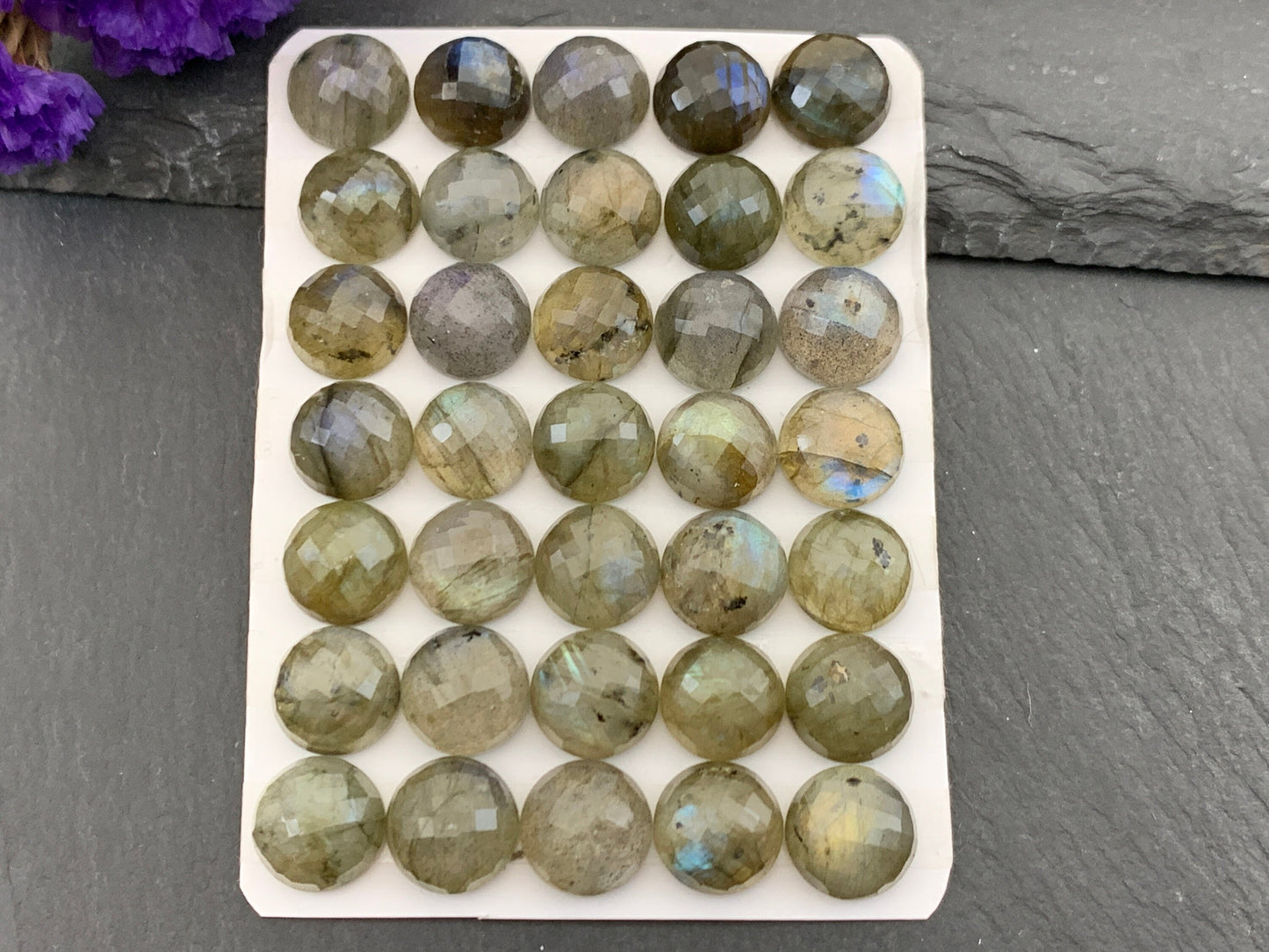 Faceted Labradorite round 10mm cabochon | Calibrated Cabochons | Natural Labradorite