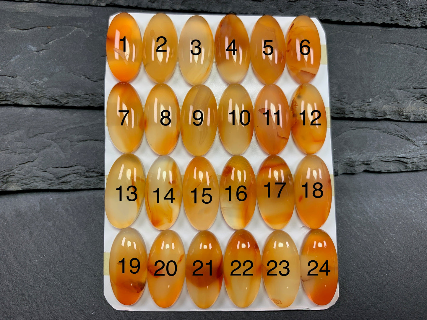 Carnelian oval 10x20mm cabochon - Calibrated cabochons