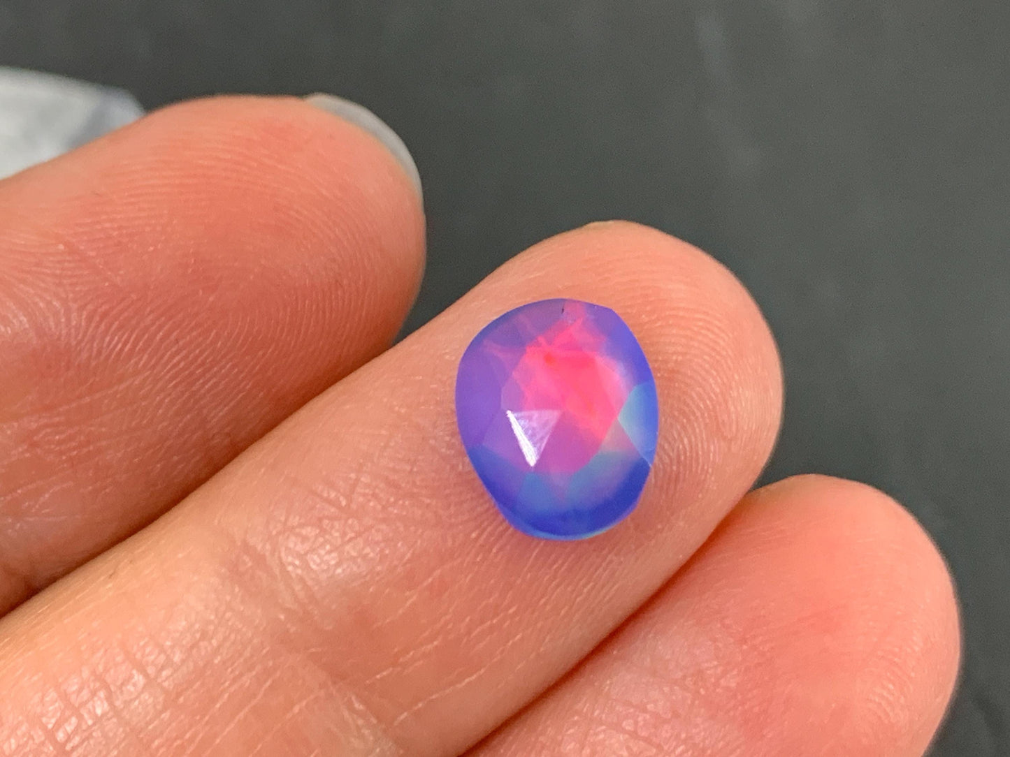 Faceted Aurora Opal free form 8-9mm long doublet cabochons