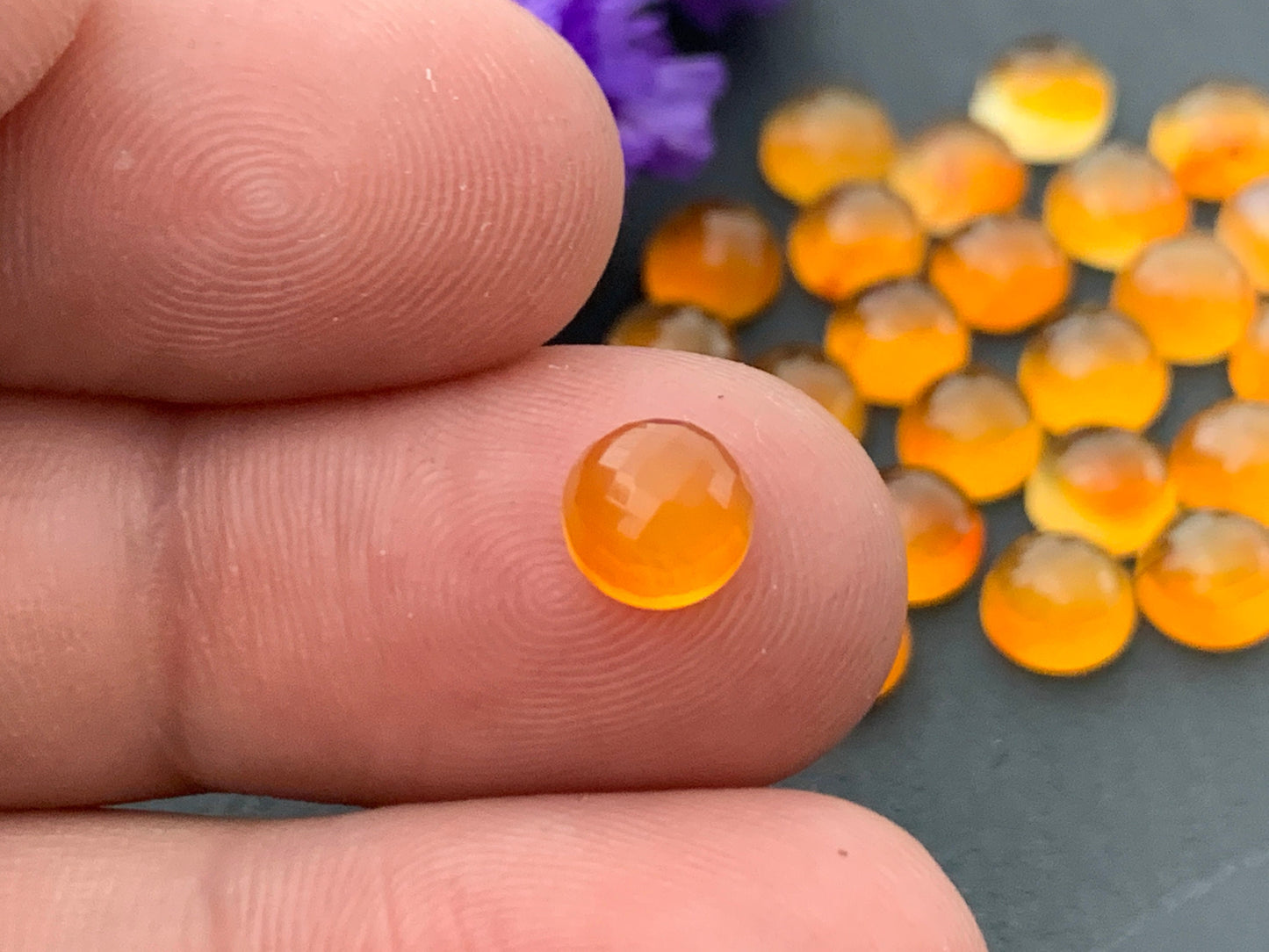 Faceted Carnelian round 6mm Cabochon