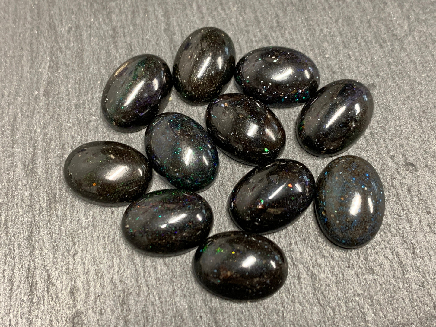 Black Andamooka Opal oval 10x14mm cabochon - Matrix Australian Opal