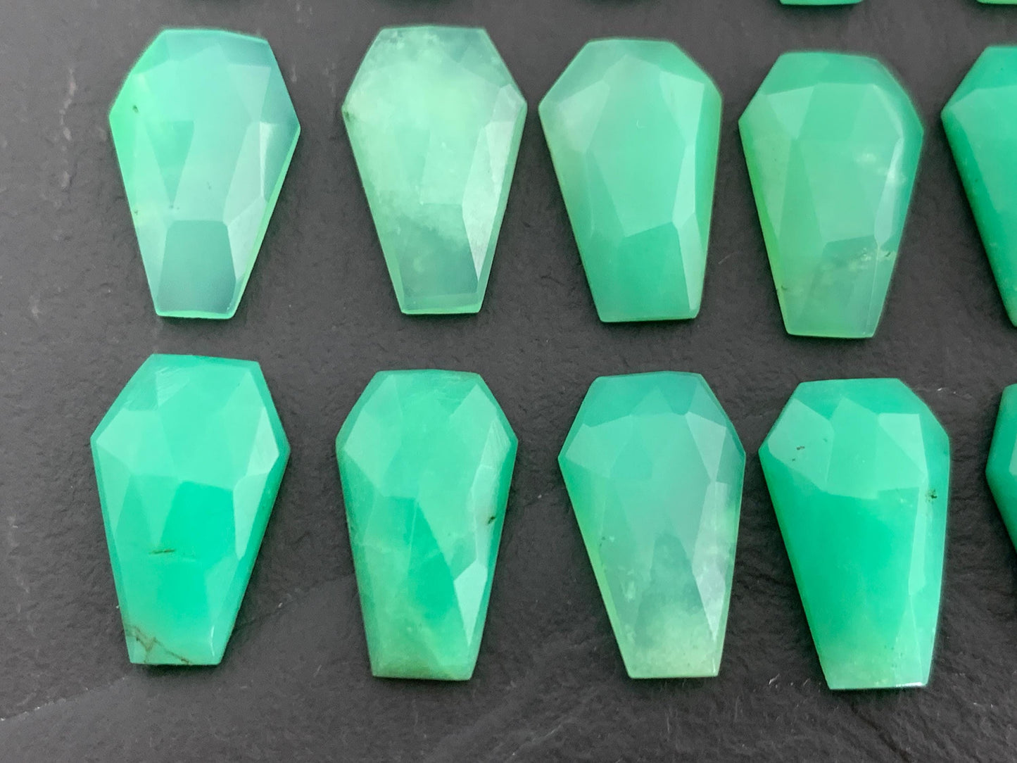 Faceted Chrysoprase Coffin 10x16mm cabochon, Select your cabochon
