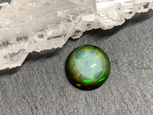 Natural Black Ethiopian Opal round 9.5x9.5x4mm cabochon