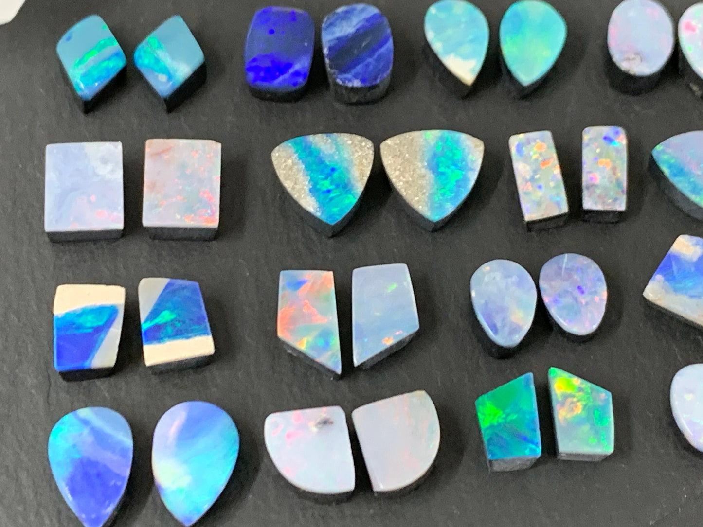 Australian Opal doublet pair 7-10mm long cabochon