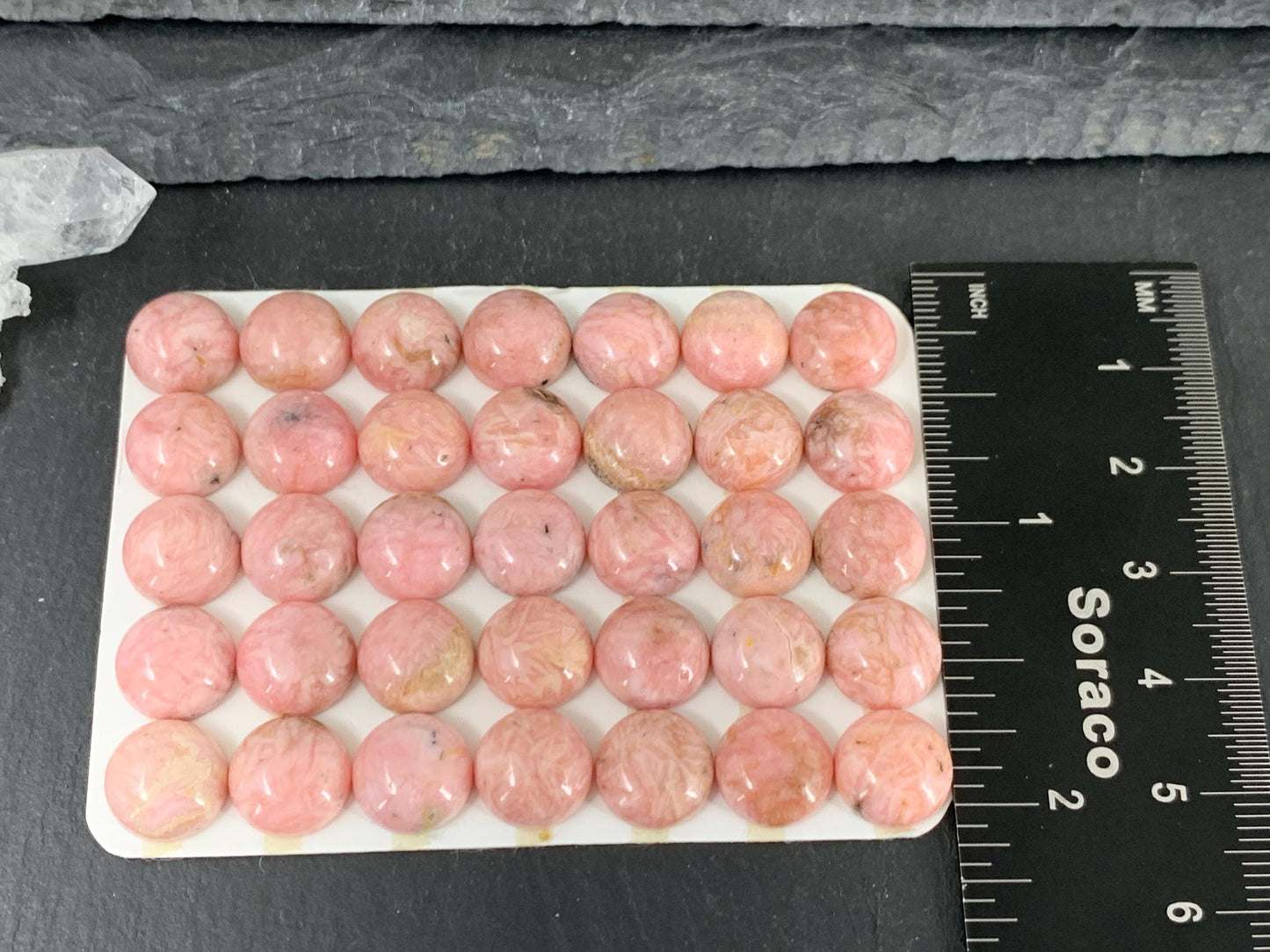 Rhodochrosite round 10mm cabochon - Calibrated cabochons