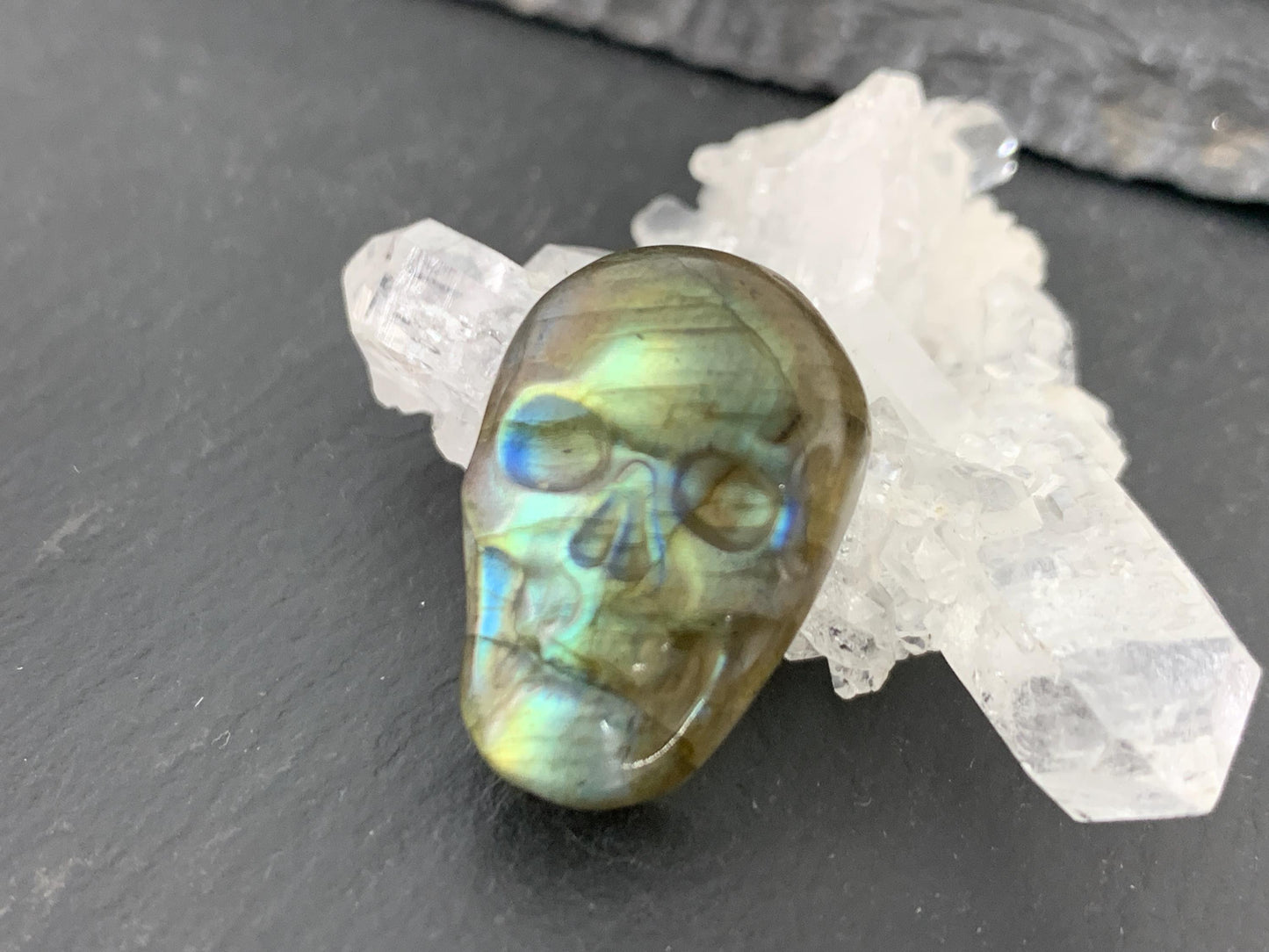 Labradorite Skull Cabochon 15x21mm, Labradorite Skull, Natural Gemstone, Halloween Jewelry, Handcrafted Accessory
