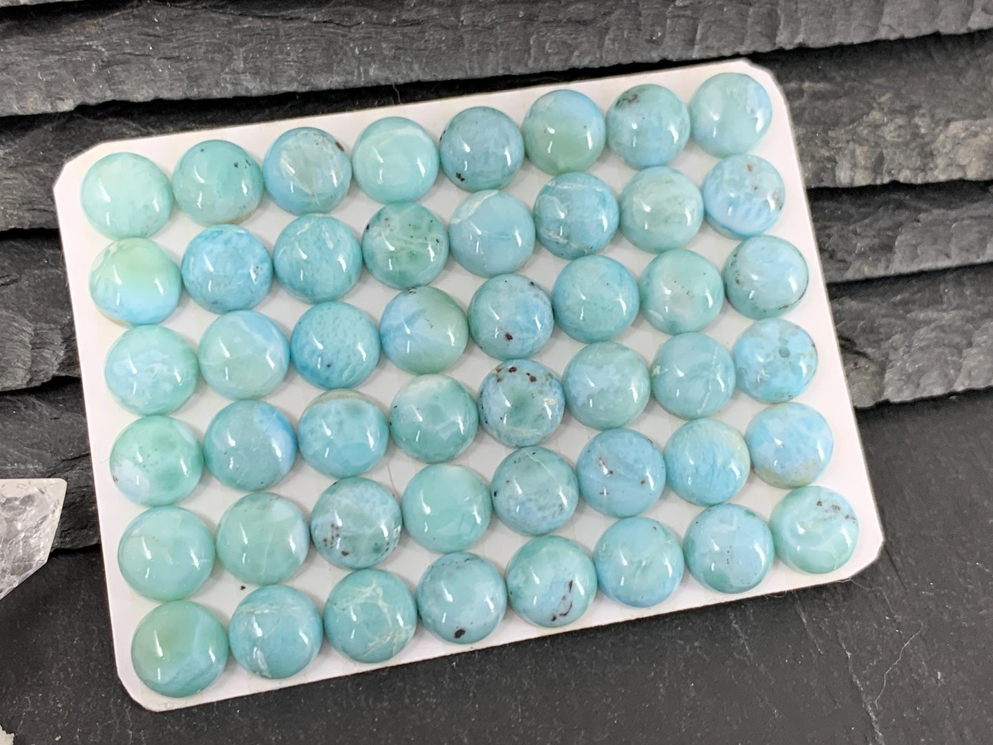 Larimar round 8mm cabochon - Calibrated cabochons