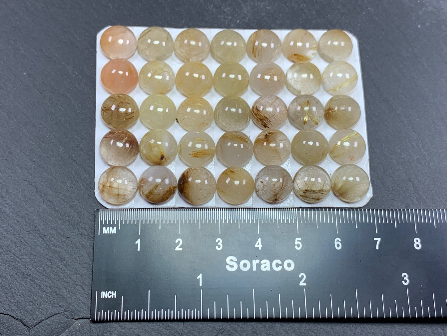 Rutilated Quartz round 10mm cabochon - Calibrated cabochons