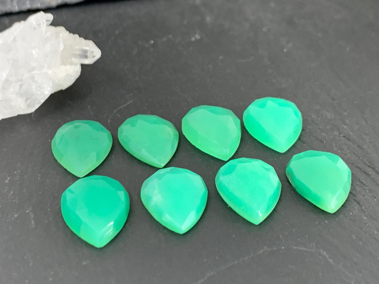 Faceted Chrysoprase Cabochon - 10x14mm Pear Shaped Gemstone for Jewelry Making