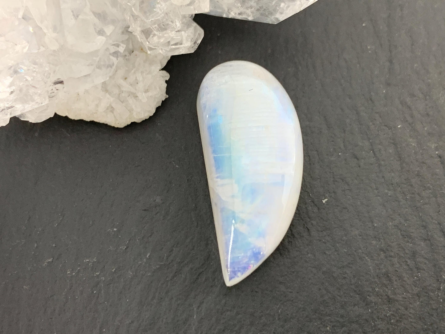 Rainbow Moonstone 25x12x8mm cabochon