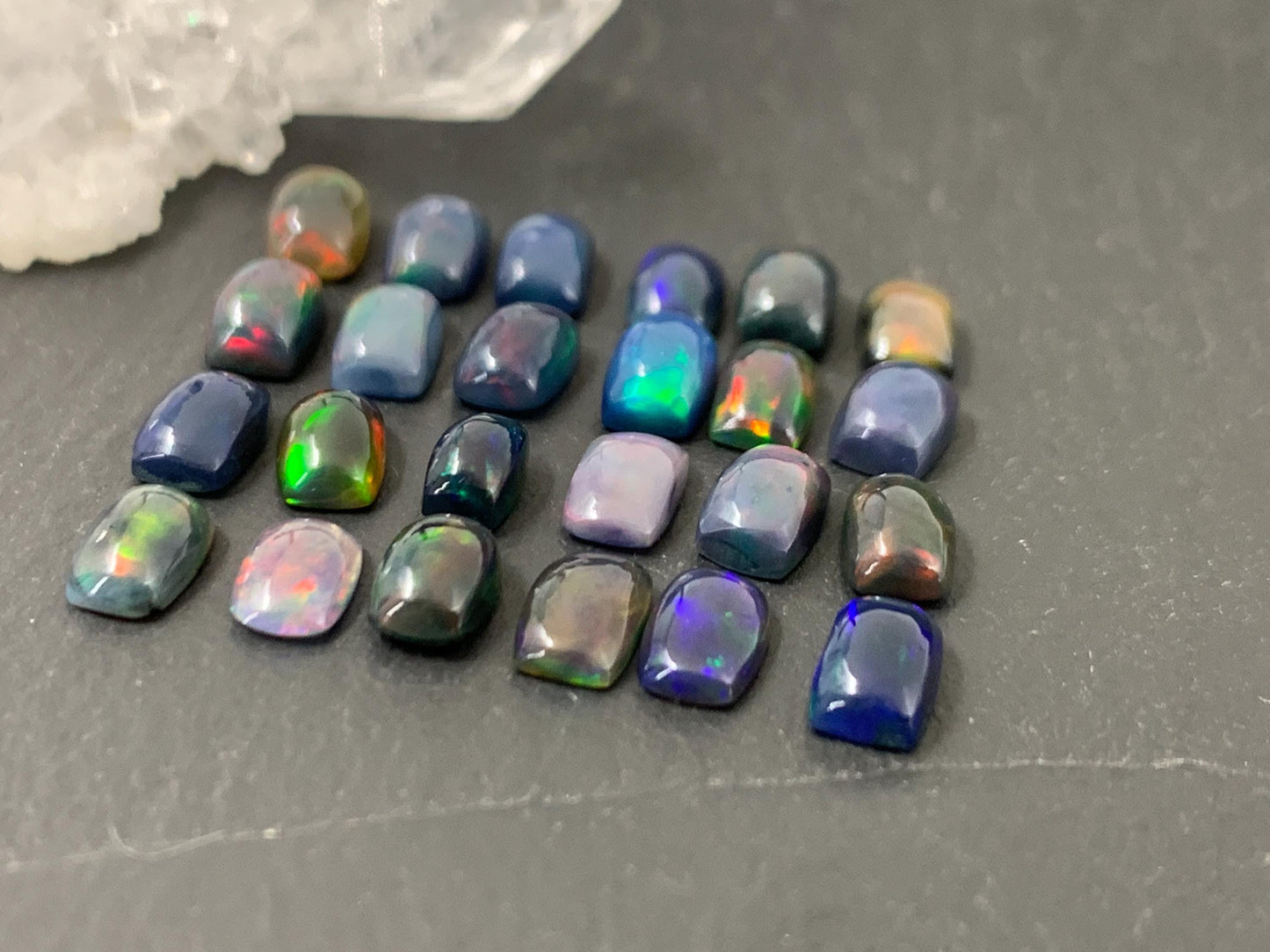 Black Ethiopian Opal rectangle 4x6mm cabochon