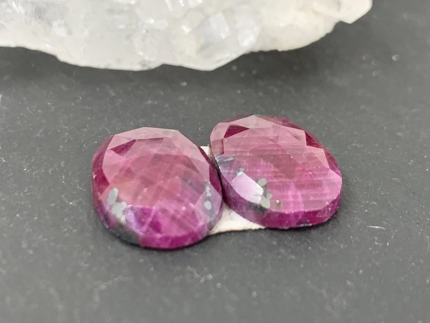 Faceted Ruby pair 10x15x4mm cabochon