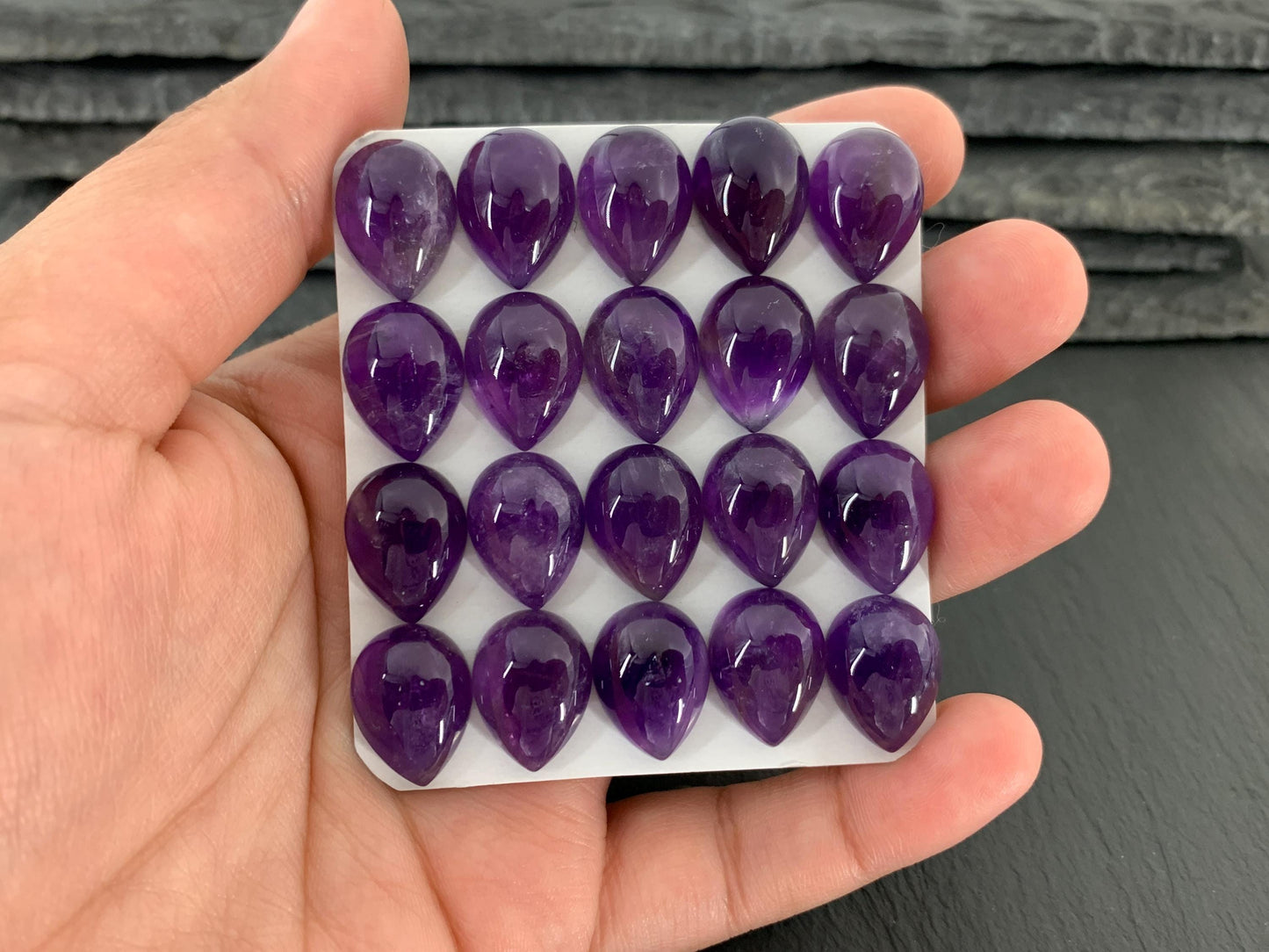 Amethyst pear 12x16mm cabochon - Calibrated cabochons