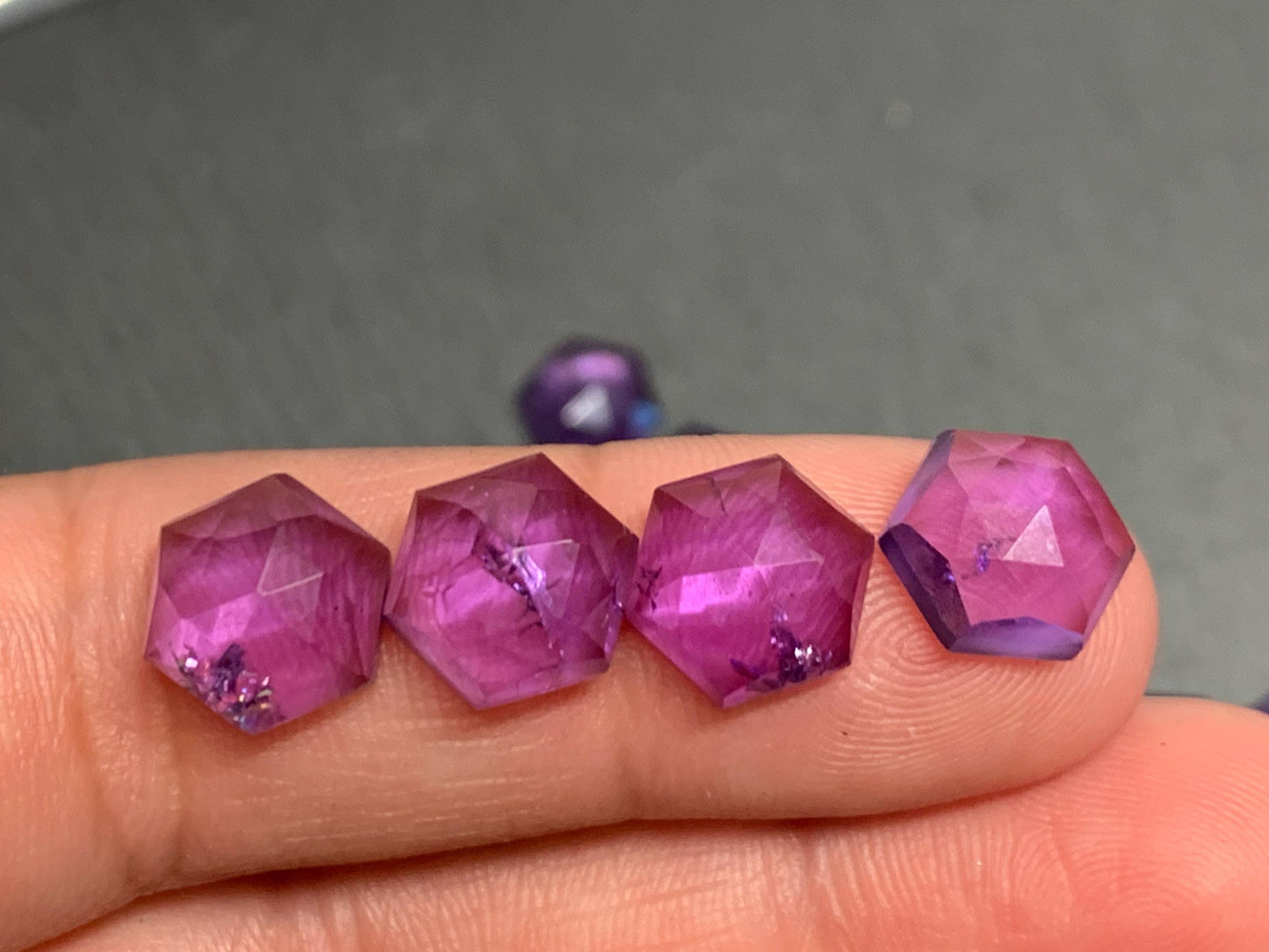 Discounted Damaged faceted Amethyst Hexagon 10mm Cabochon