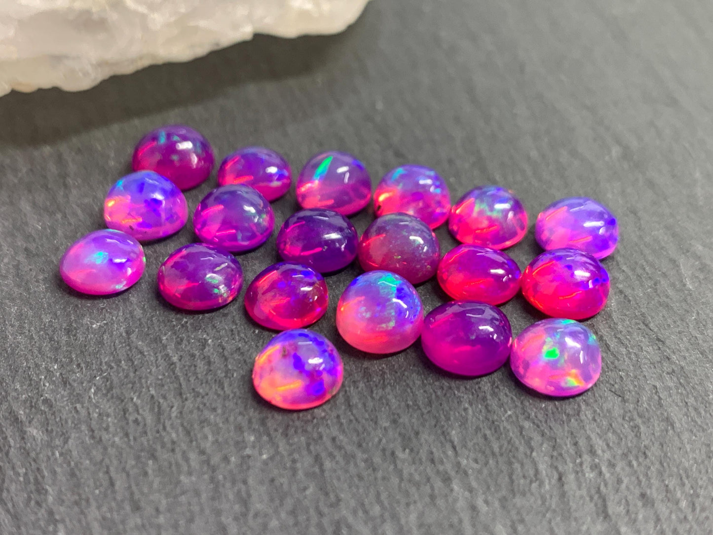 Ethiopian Opal round 6mm cabochon - Natural Opal smoked to purple color