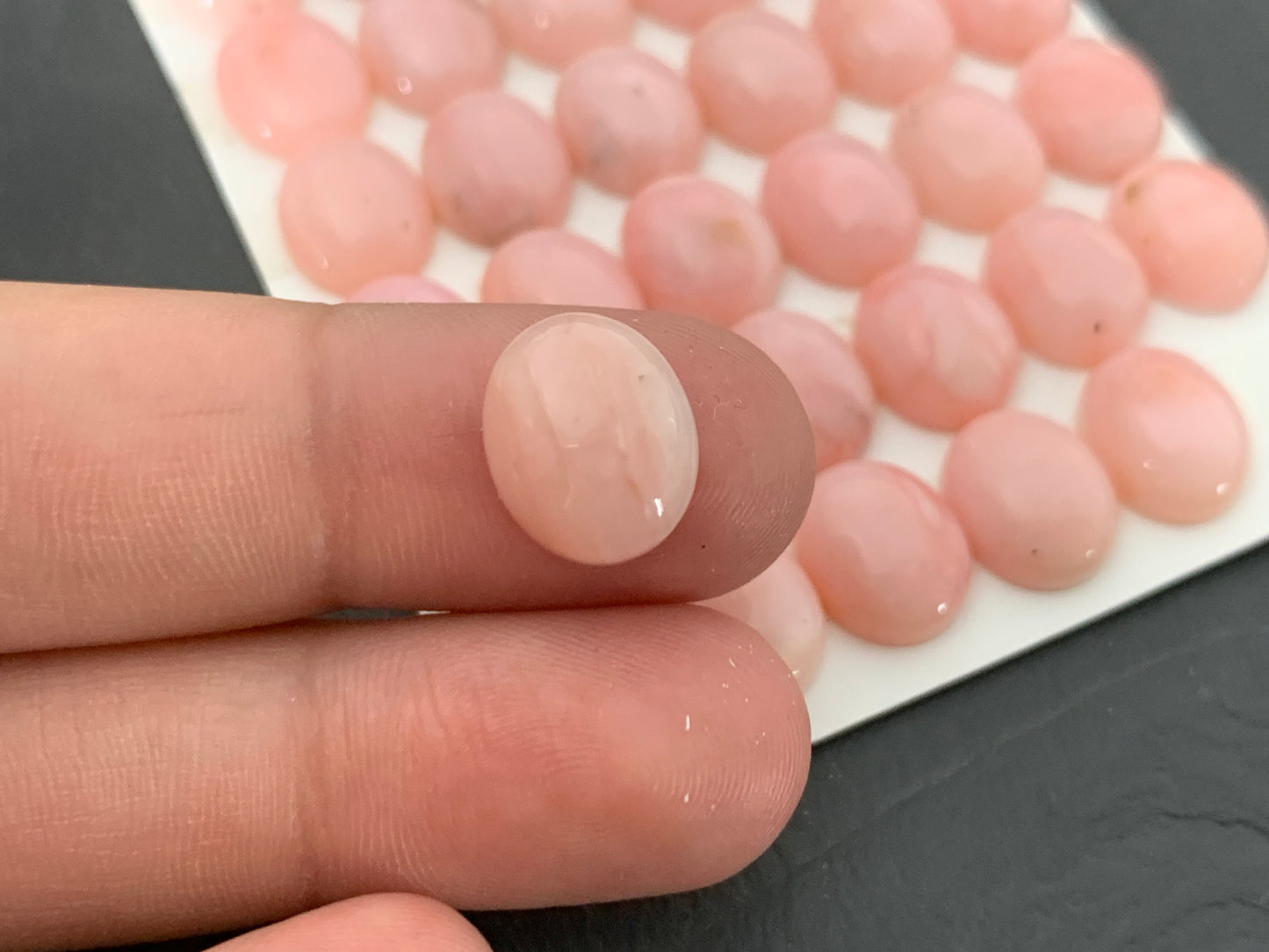 Pink Opal oval 10x12mm cabochon - Calibrated cabochons