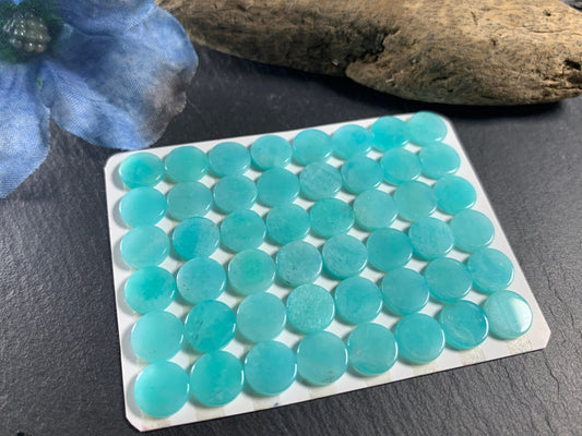 Flat Amazonite Round 8mm cabochon - Calibrated cabochons