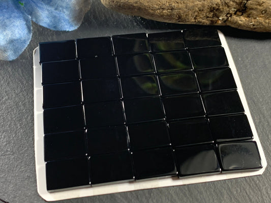 Flat Black Agate rectangle 10x14mm cabochon - Calibrated cabochons