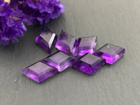 Faceted Amethyst rhombus 8x12mm cabochon