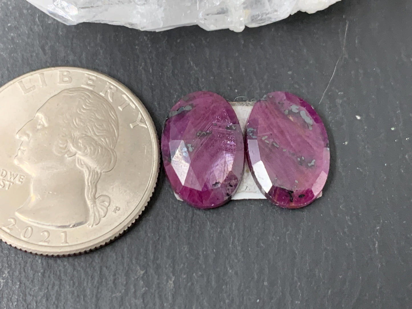 Faceted Ruby pair 10x15x3mm cabochon