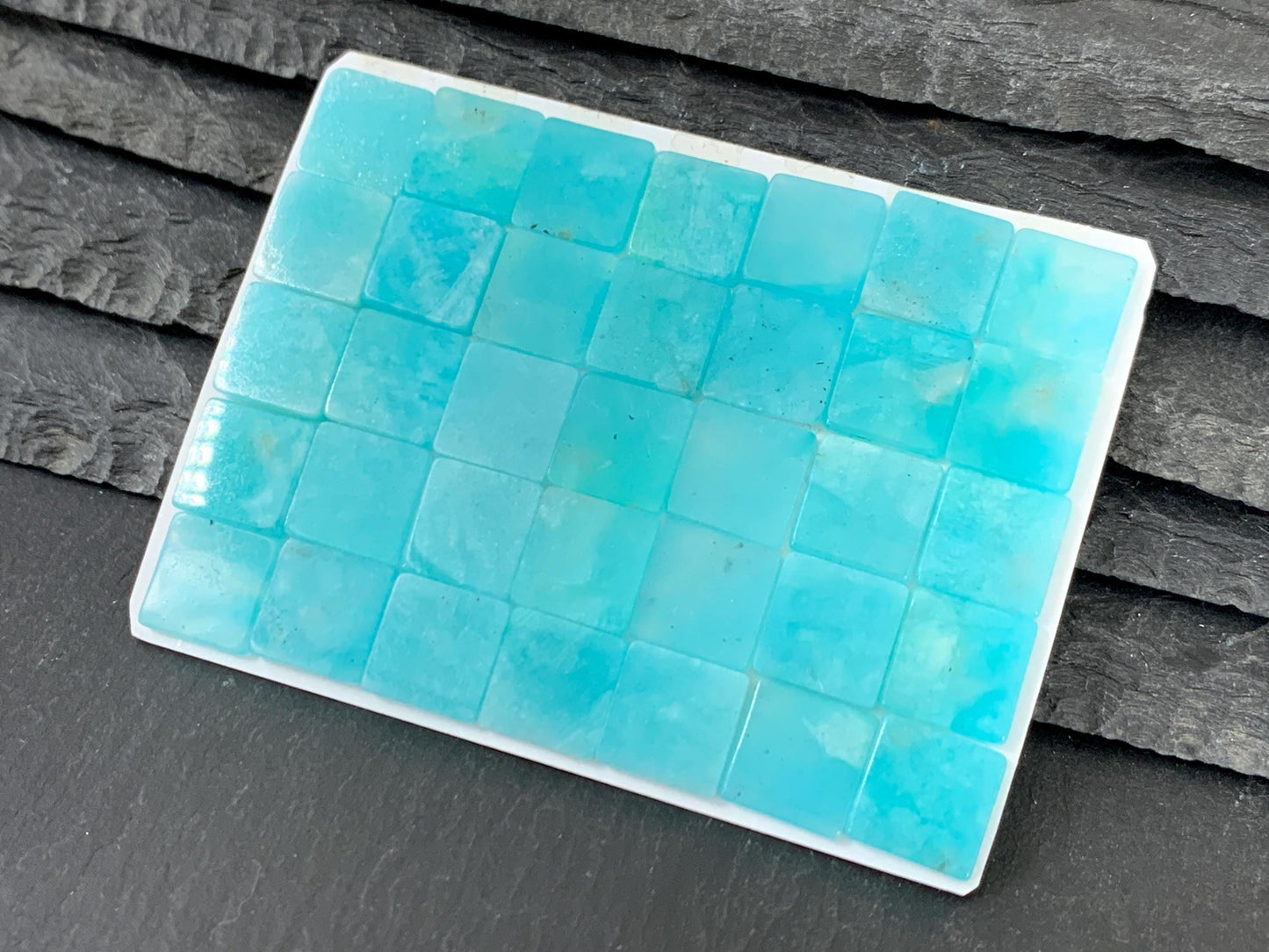 Flat Amazonite Cabochon Square 10mm - Natural Calibrated Blue Green Gemstone