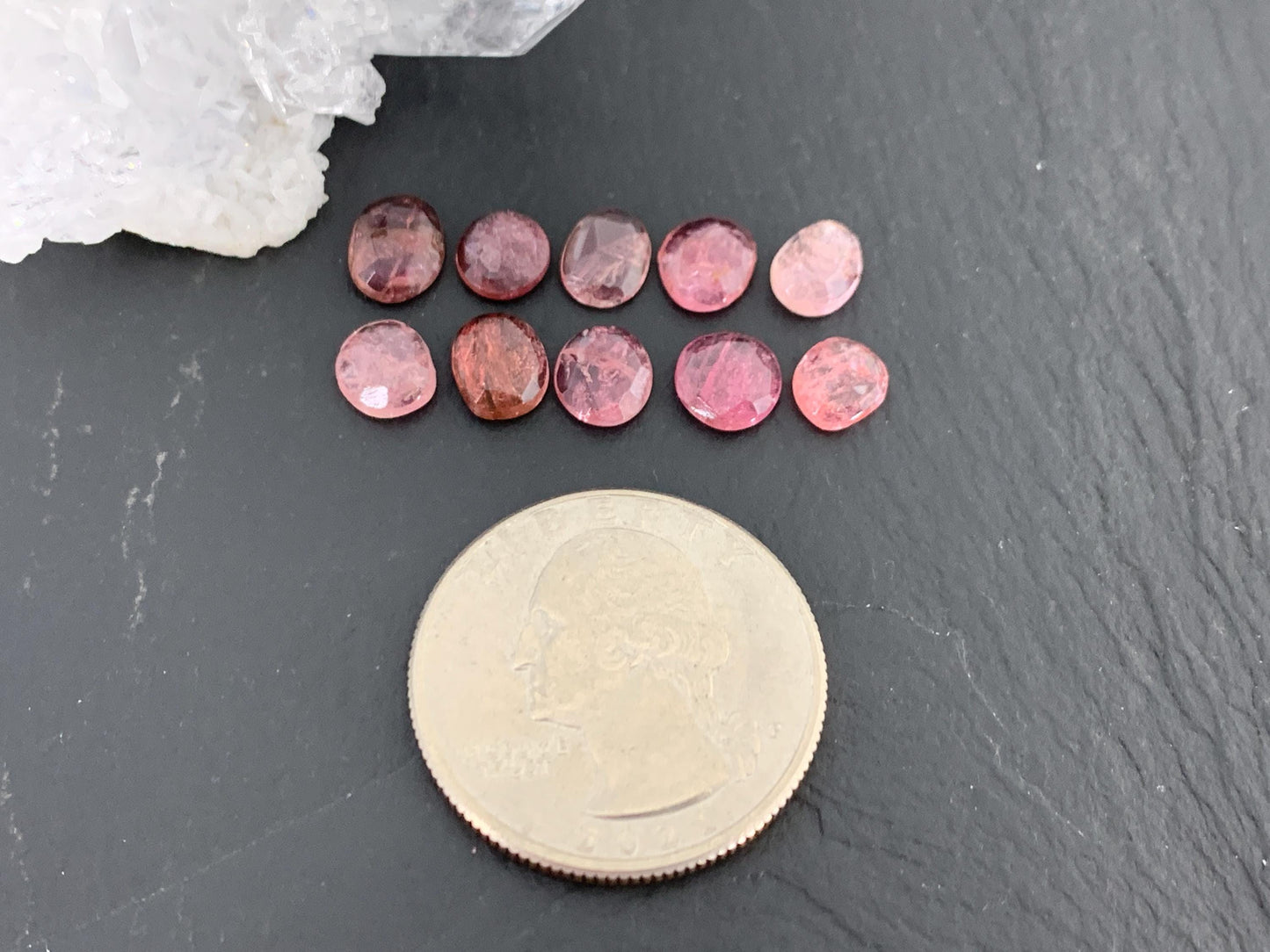Faceted Tourmaline oval 6-8mm long cabochon