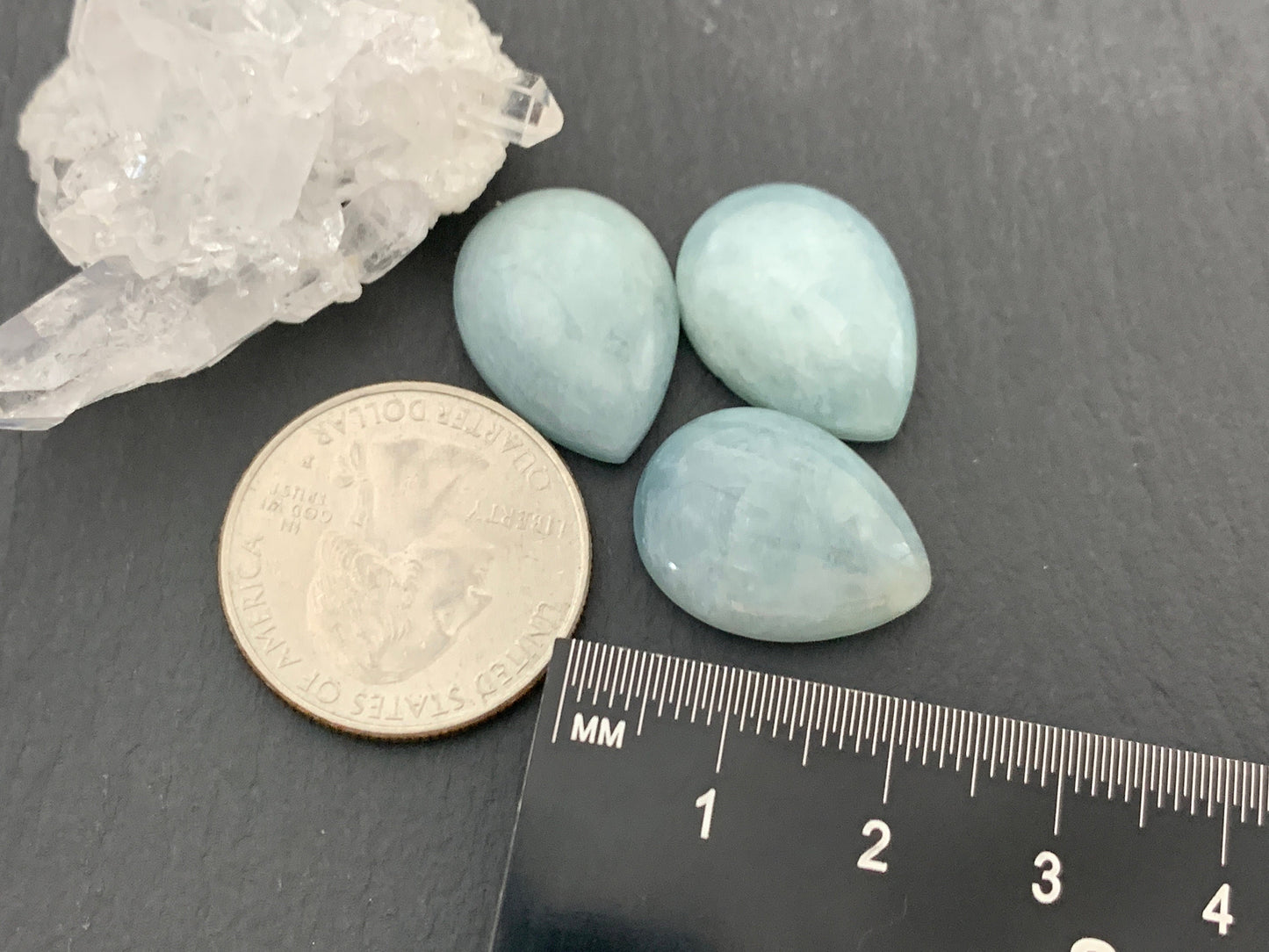 Aquamarine pear 15x20mm cabochon - Calibrated cabochons