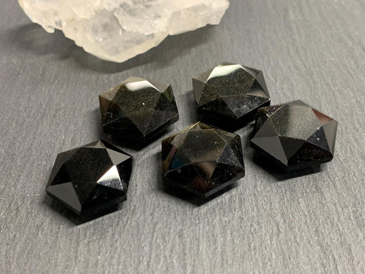 Gold Obsidian 18x21mm faceted from both sides - not a cabochon