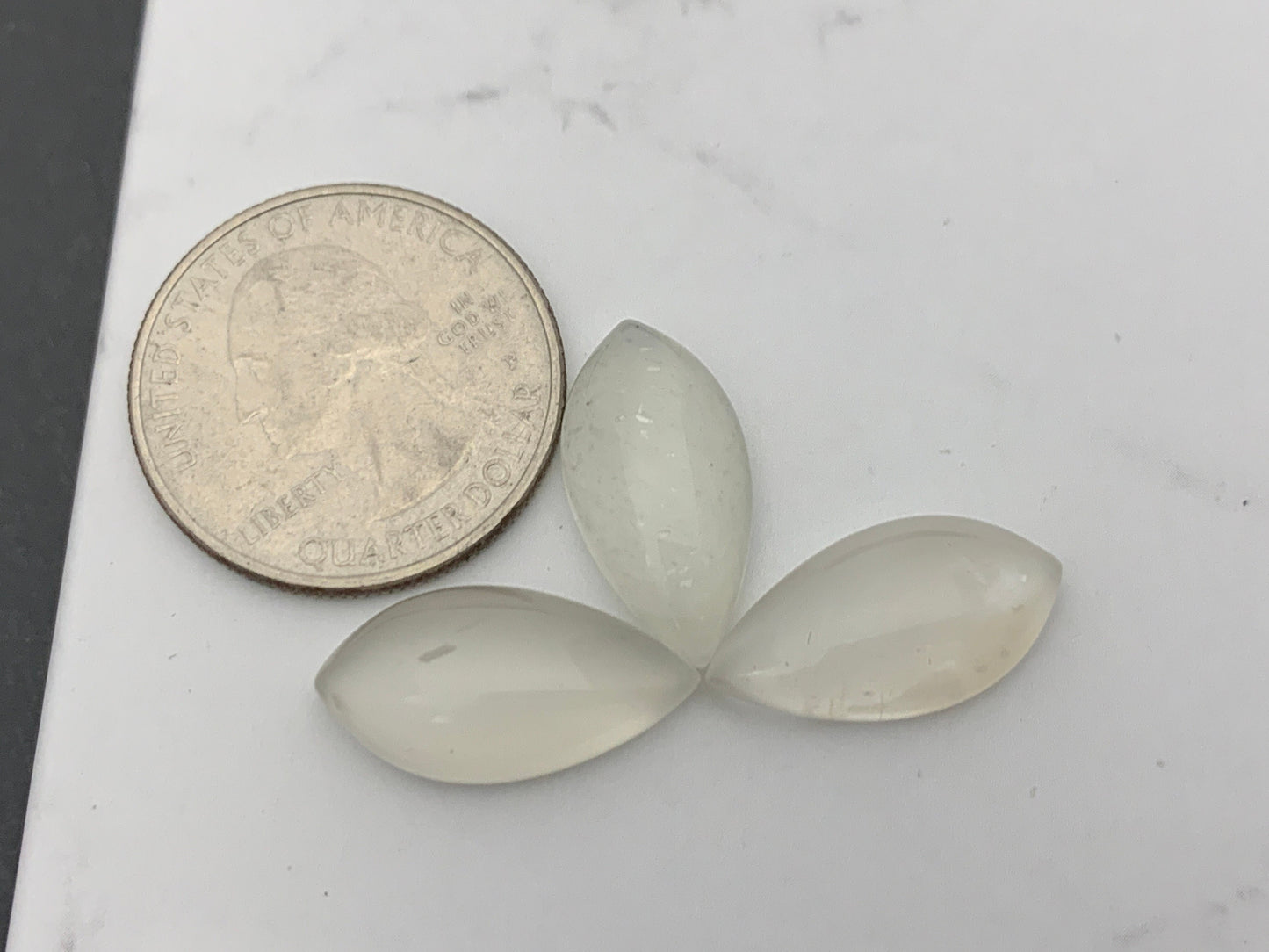 White Moonstone Cabochon - Natural 10x20mm Miss Asia Shape, Calibrated Gemstone