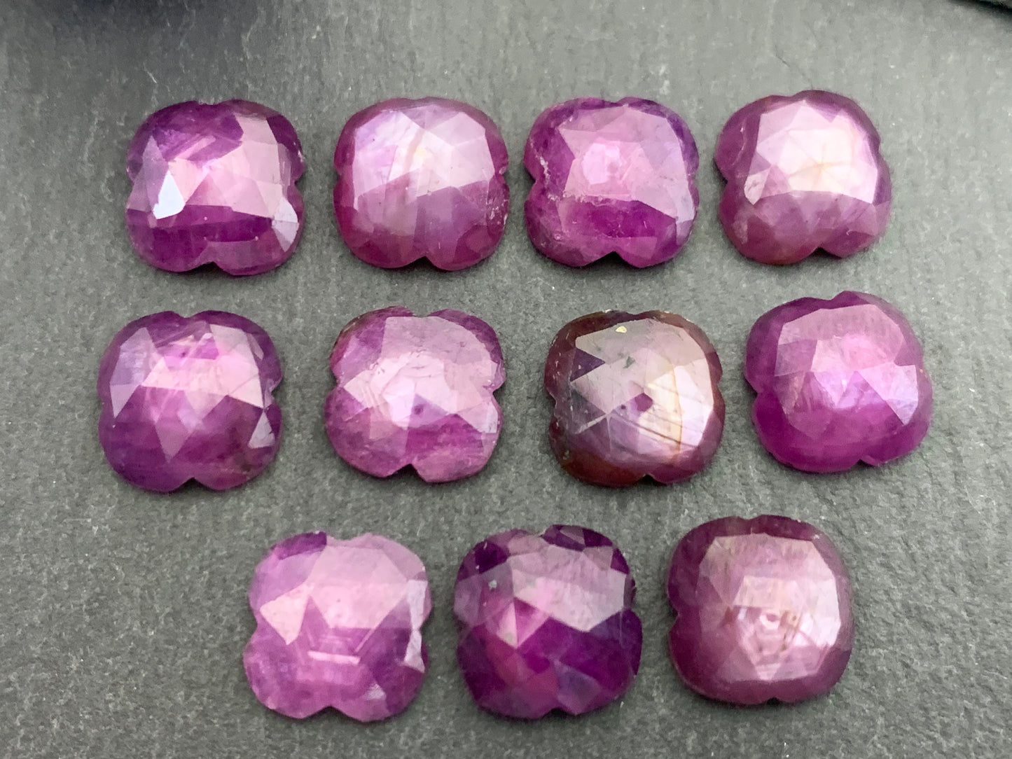 Faceted Silky Star Sapphire flower 11mm cabochon