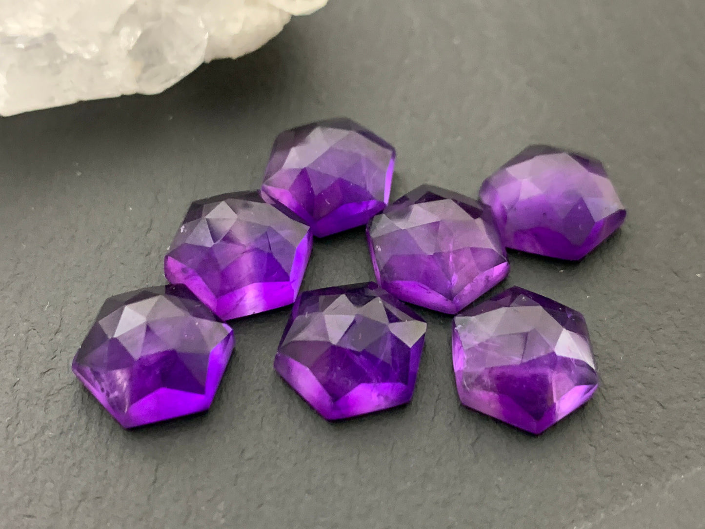 Faceted Amethyst hexagon 10mm Cabochon