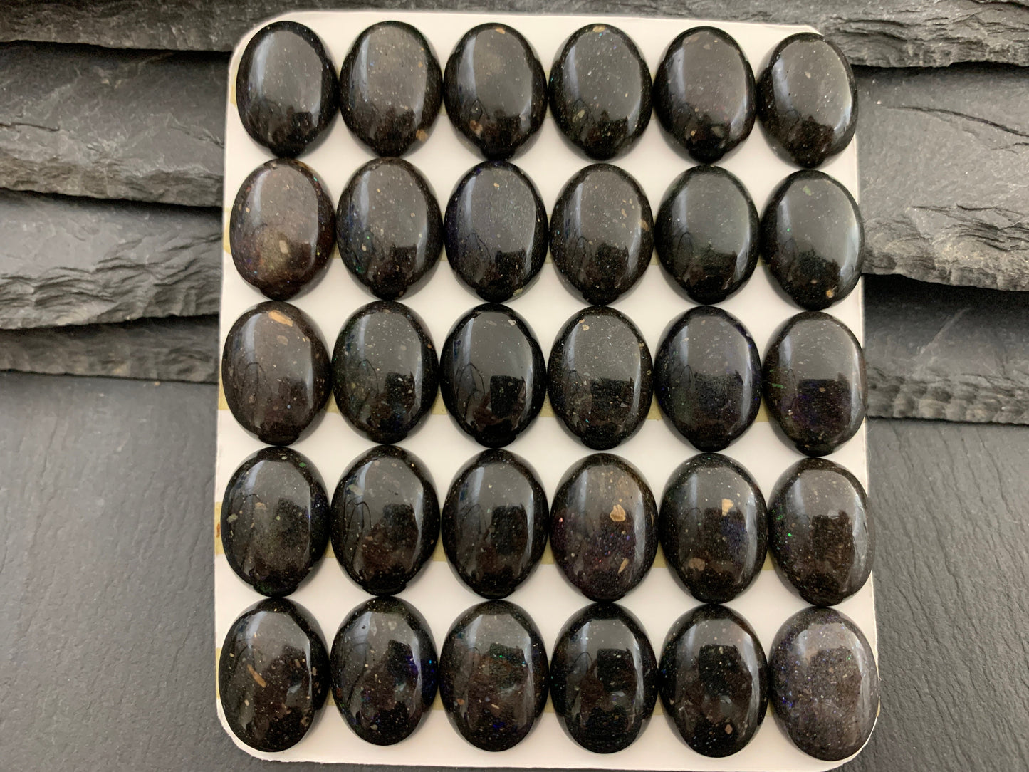Black Andamooka Opal oval 13x18mm cabochon - Matrix Australian Opal