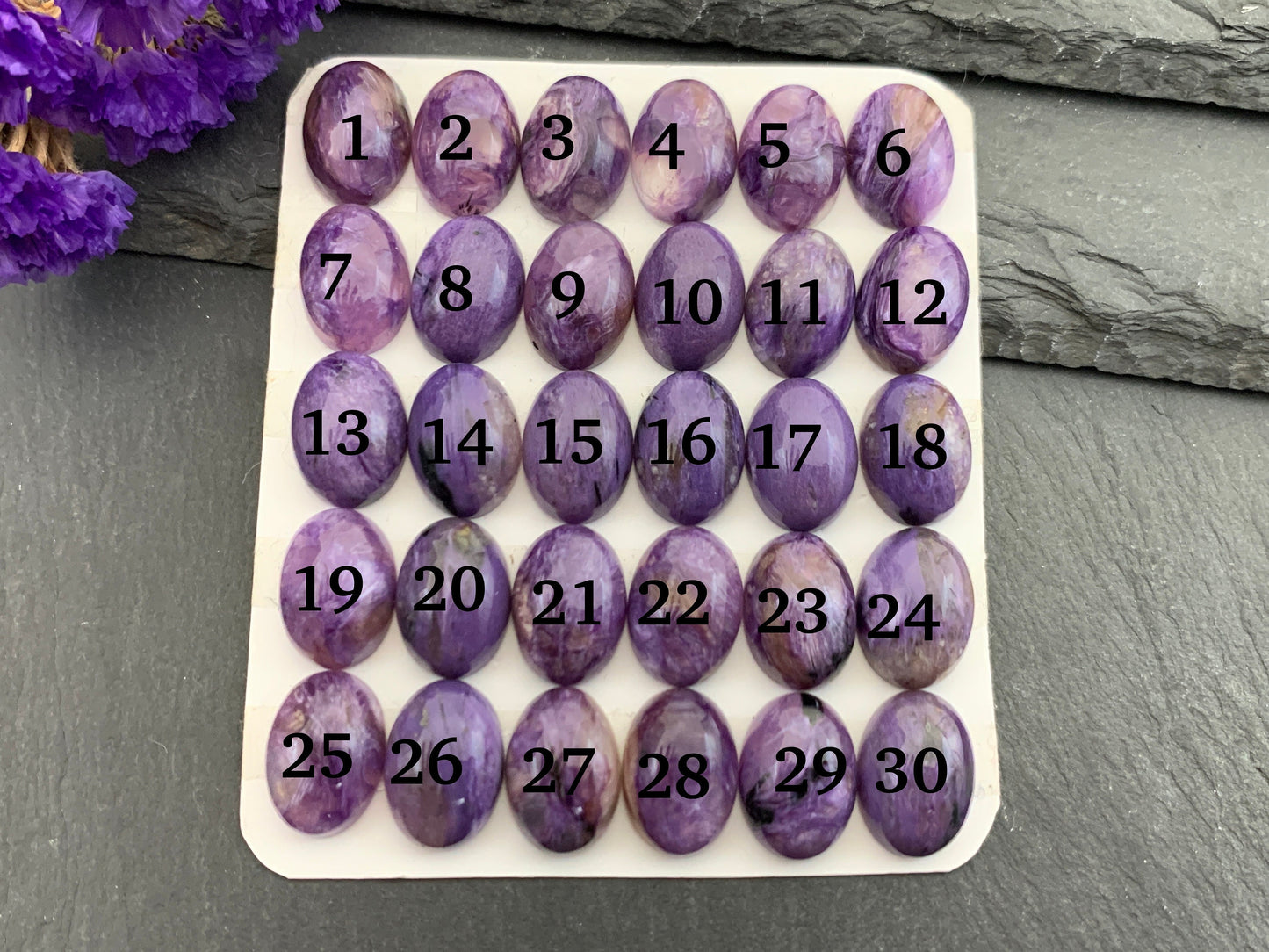 Charoite oval 10x14mm cabochon - Calibrated cabochons