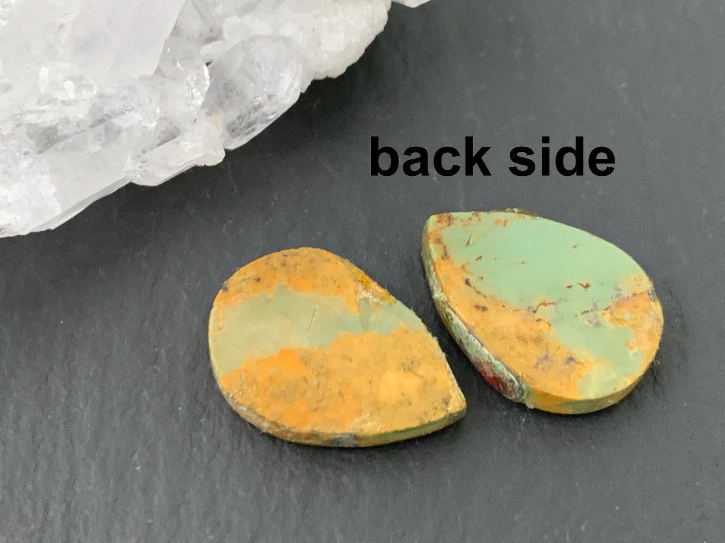 Tibetan Turquoise Pair 11x15mm Cabochon - Hand Cut Cabochon