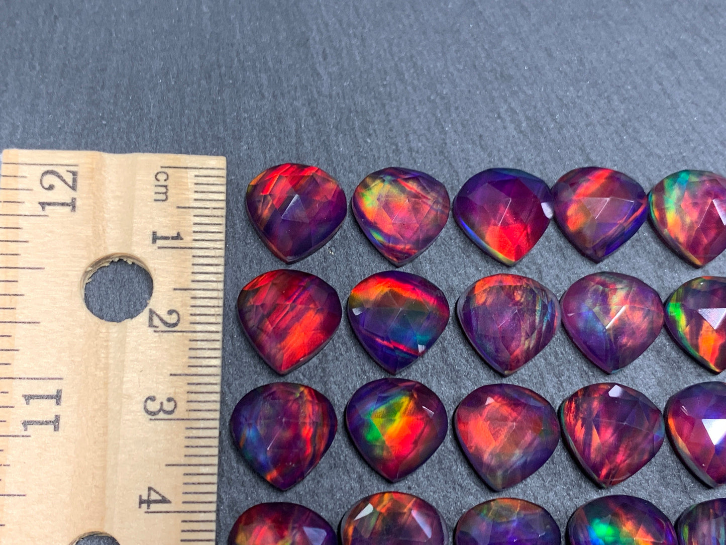 Faceted Aurora Opal pear 12mm cabochon - Doublet cabochons