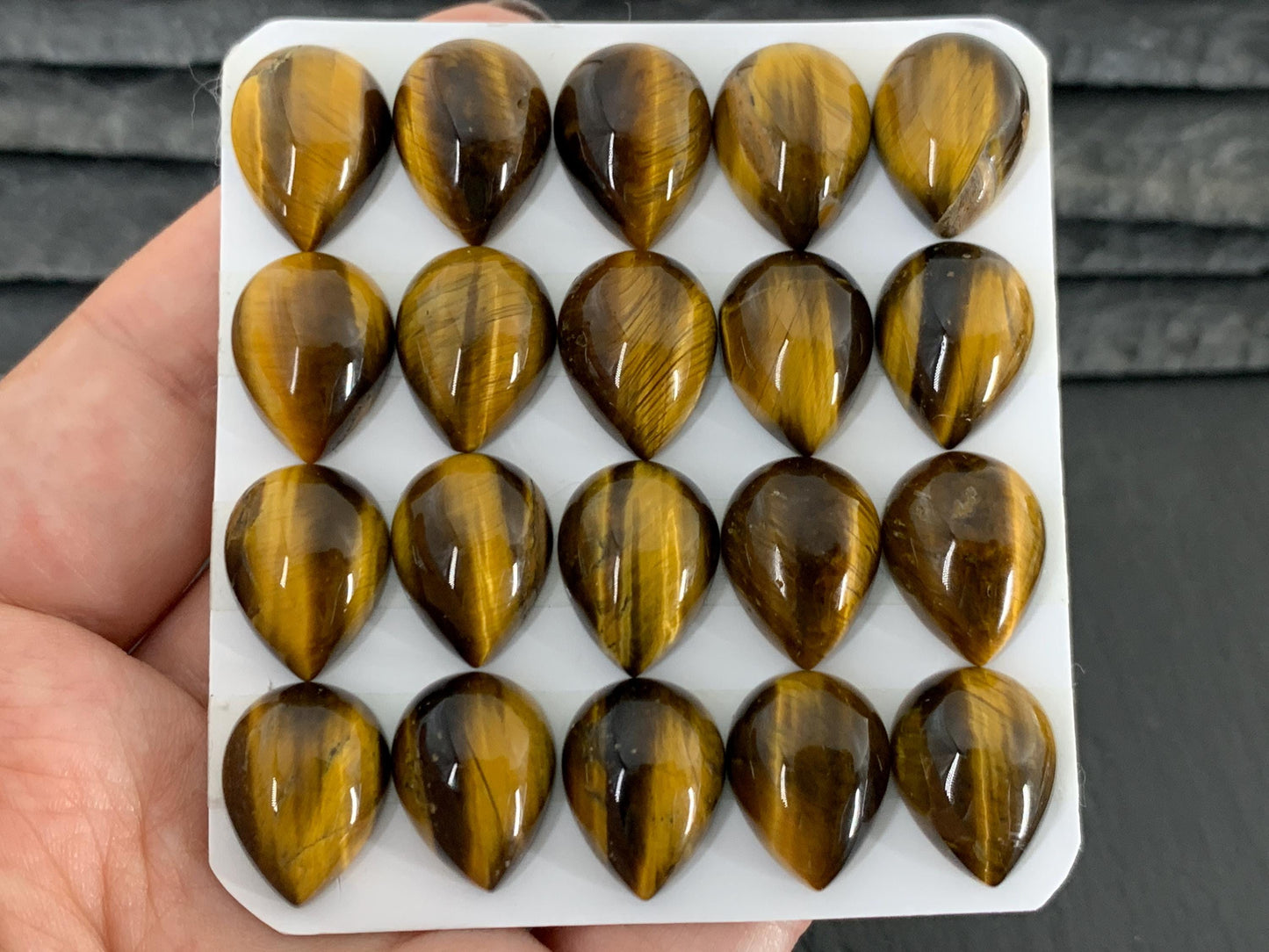 Tiger Eye pear 12x16mm Cabochon - Calibrated cabochons