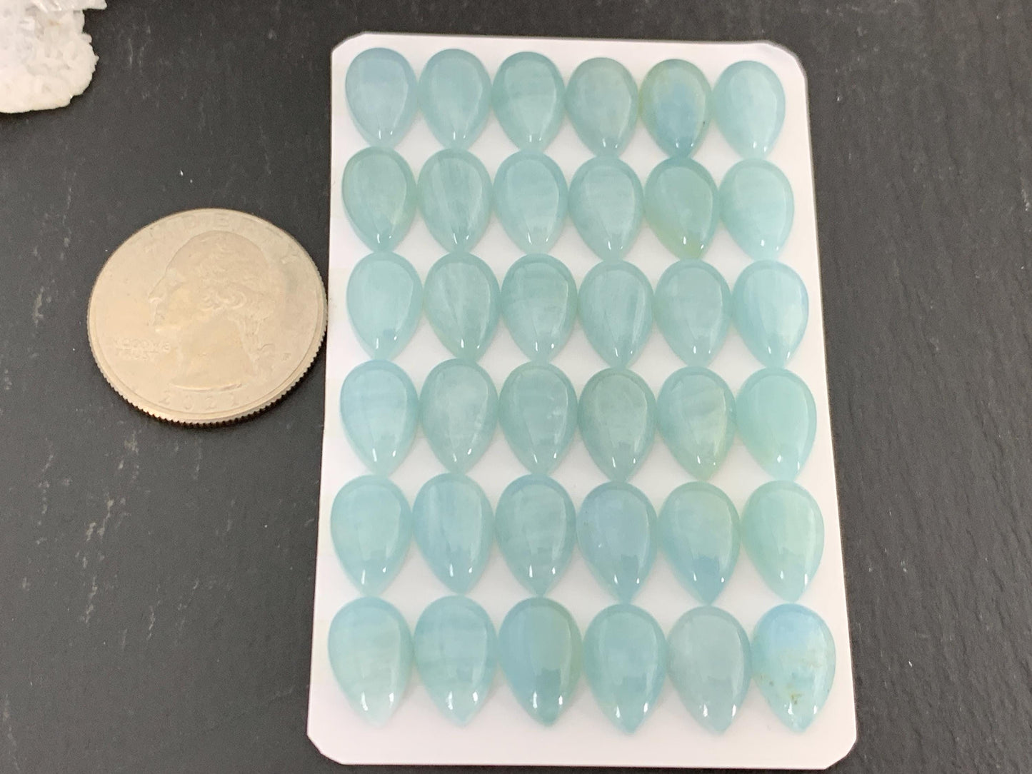 Aquamarine pear 8x12mm cabochon- Calibrated Aquamarine